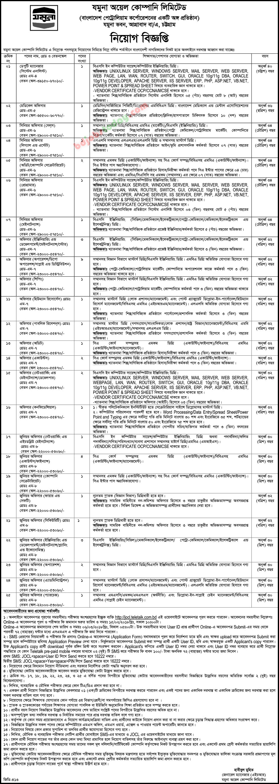 Jamuna Oil Company Limited jobs