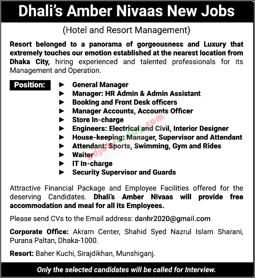 Dhalis Amber Nivaas Booking Front Desk Officers Jobs