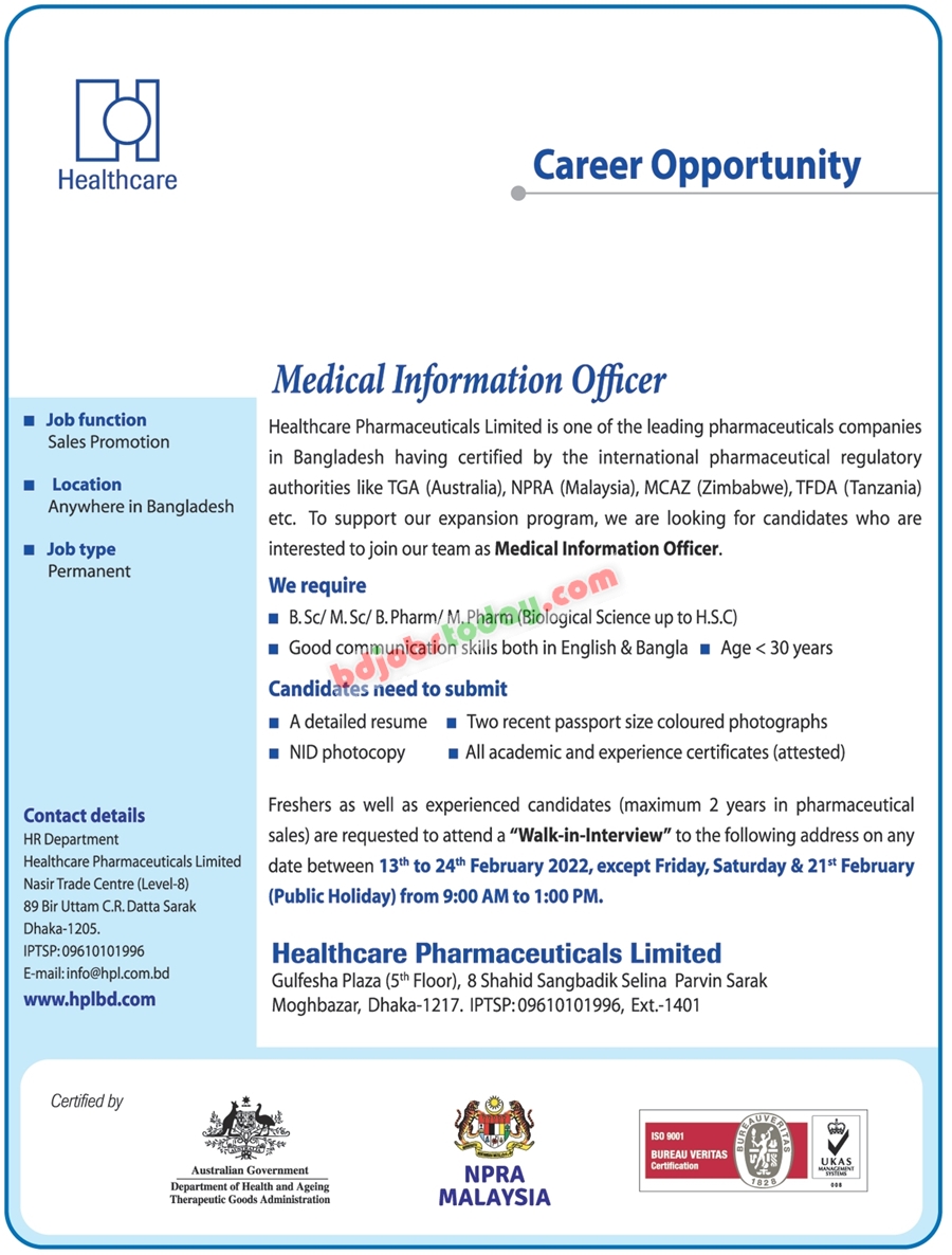 healthcare-pharmaceuticals-limited-medical-information-officer-jobs