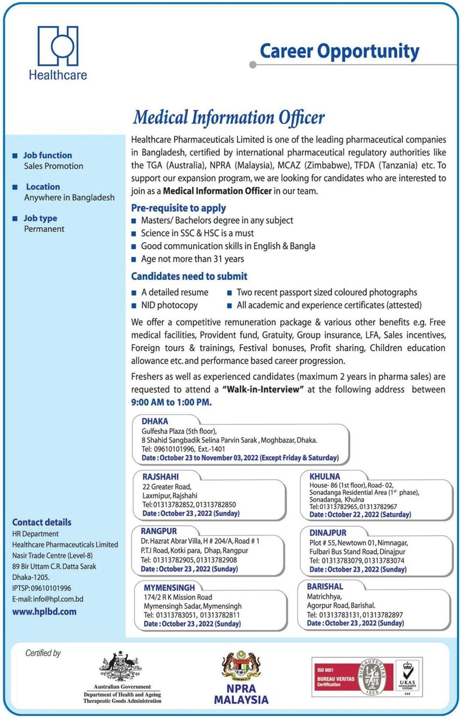 healthcare-pharmaceuticals-limited-medical-information-officer-jobs