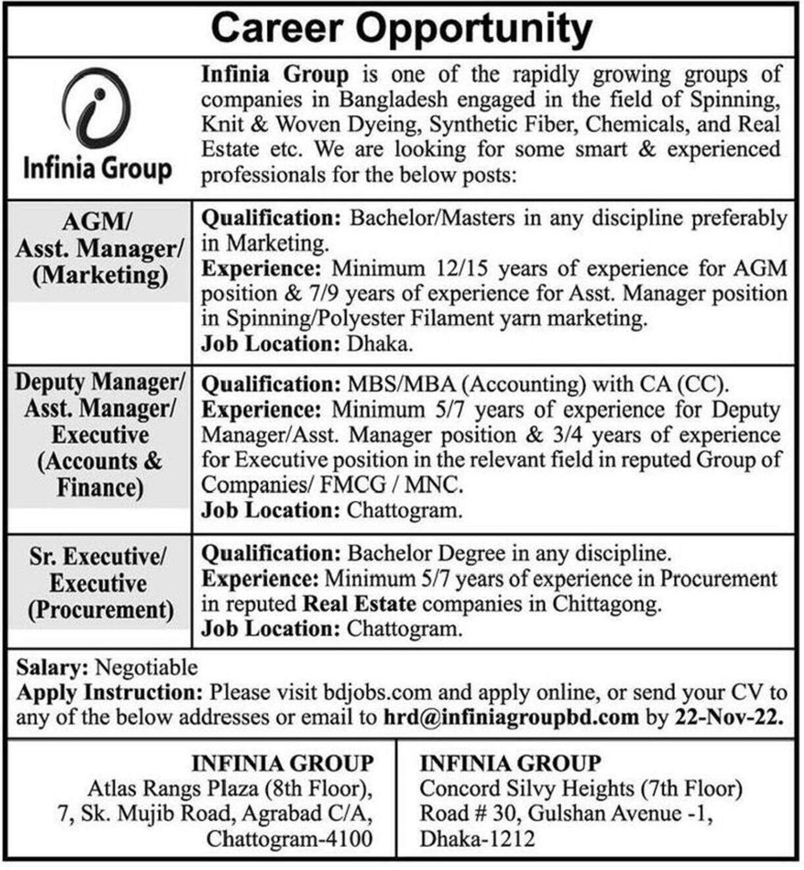 Infinia Group Executive Accounts Finance Jobs Bdjobstoday