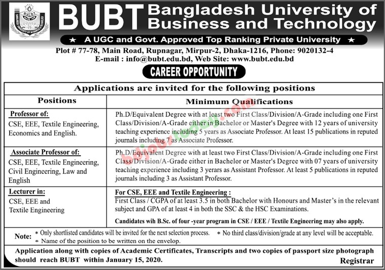 Bangladesh University of Business and Technology -BUBT, 