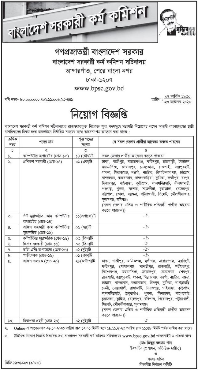 BPSC Non Cadre Job Circular 2025 | bpsc.gov.bd Job Circular